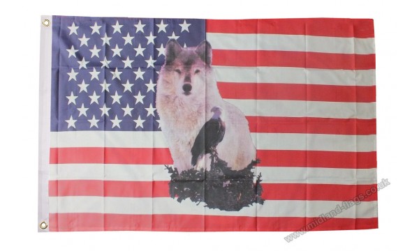 USA Wolf Eagle Flag